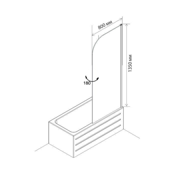 Шторка для ванны 80 см Agger A02-080TCR прозрачное